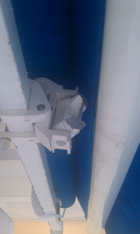 Example of competitor's rusted awning frame.